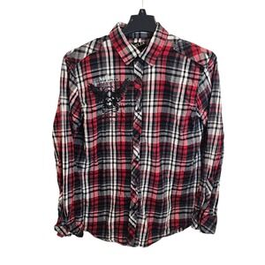 Helix Double Dragon Men's Large Long‎ Sleeve Button Down Plaid Shirt